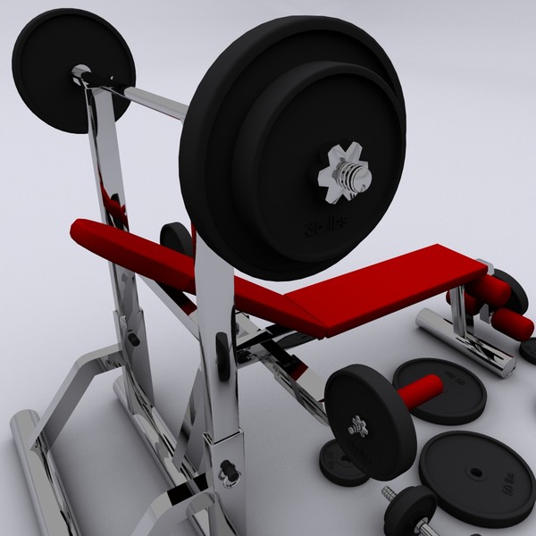 3d realistic exercise machine bench press - Workout Bench by Working Lens Productions
